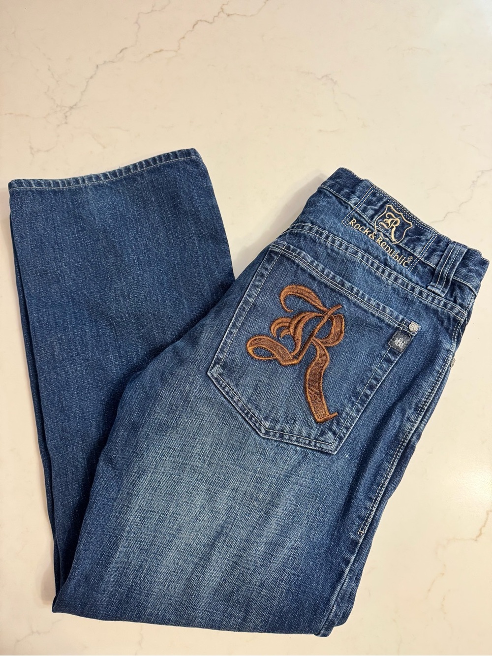 Rock & Republic Size 34 Embroidered Bootcut Jeans